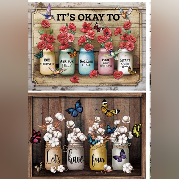 Cinnvoice Other - 2pk Diamond dot Art Painting Kits, Inspirational Mason Jar Flower and Butterfly